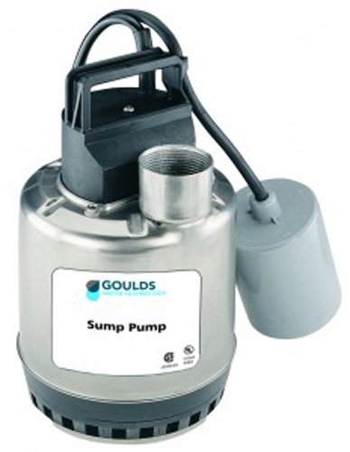 GOULDS Pumps LSP0311AT Submersible Sump Pump, Piggy Back Wide Angle Float Switch, 1/3 hp, 115V, Silver