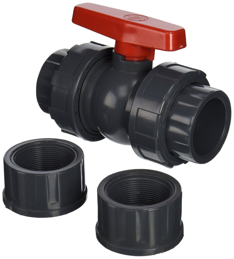 Hayward QTA1020CSEG 2-Inch Gray QTA Series True Union PVC Compact Ball Valve with EPDM O-Rings